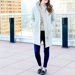 J Crew Cocoon Coat Grey Wool sz 0 XS peacoat
